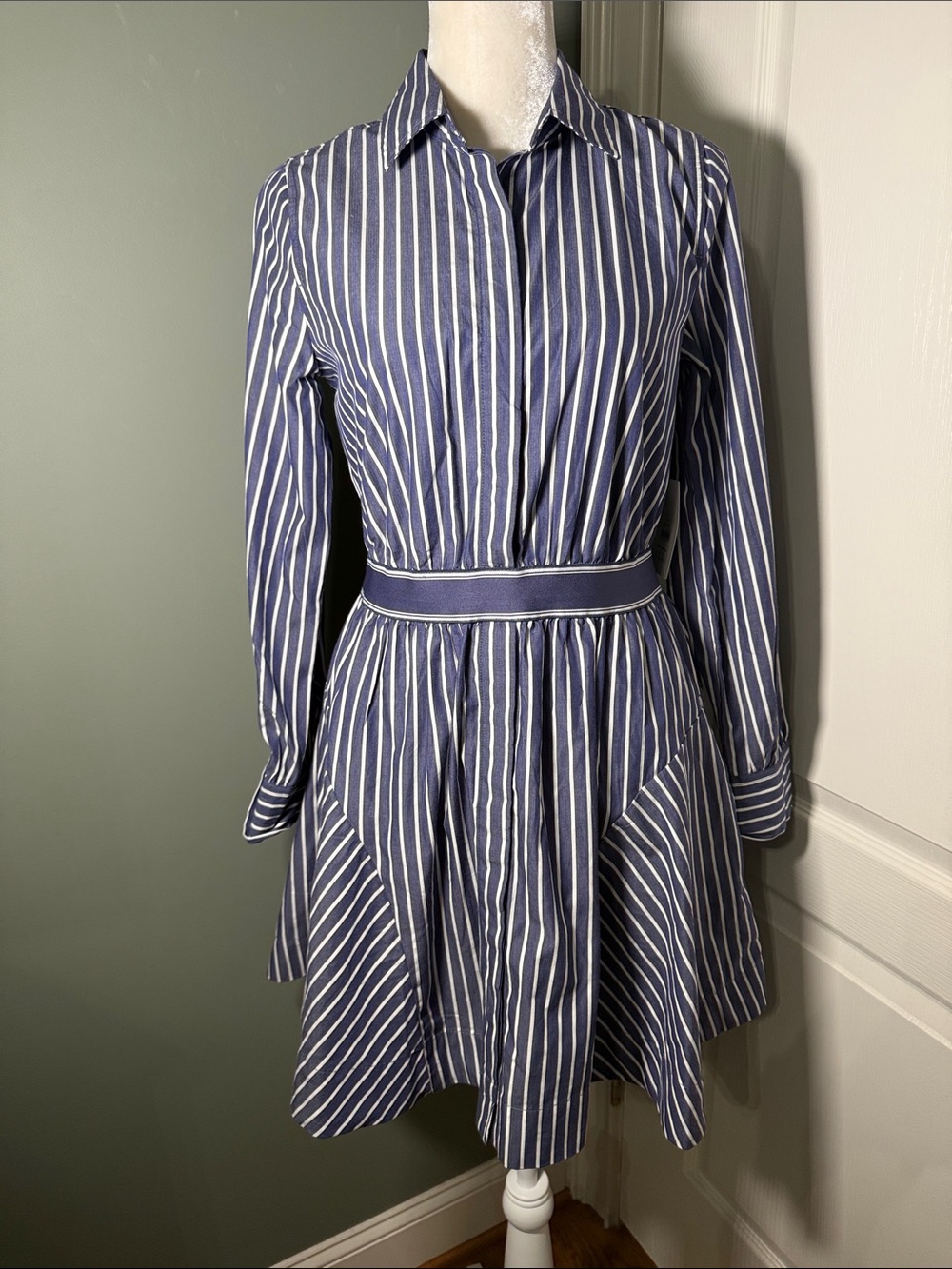 Free Assembly Blue & White Stripe Shirt Dress NWT Cotton Size Small 4-6